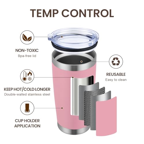 20oz Tumbler 8 Pack Double Wall Vacuum Insulated Travel Mug Bulk (8 Count)