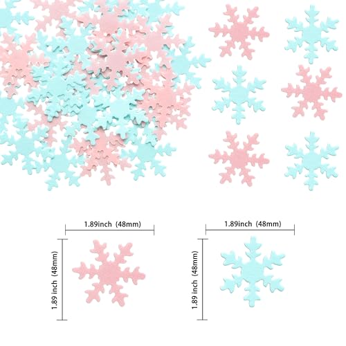 50Pcs Pink Edible Cupcake Cake Toppers Snowflake Cake Decorations for Christmas Winter Frozen Theme Party Supply Decoration Blue Pink (50 Count)