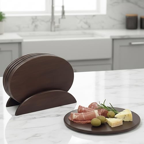 Woodard & Charles Wood 6 Serving Boards with Stand