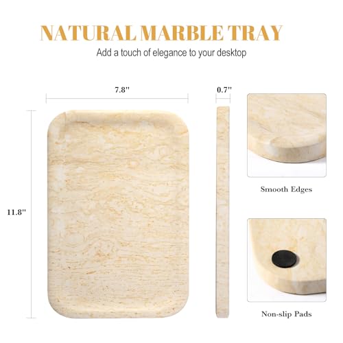 Marble Tray 12"x8" Marble Vanity Tray for Countertop Bathroom Kitchen Dresser