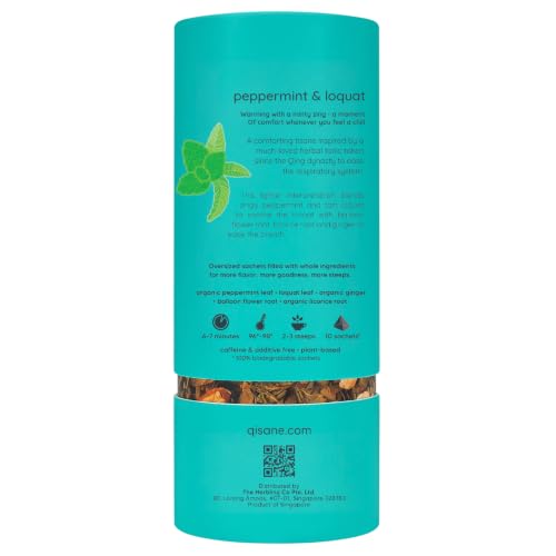 qìsane Organic Peppermint Tea Bags with Loquat & Ginger Herbal (64.5 Ounce)