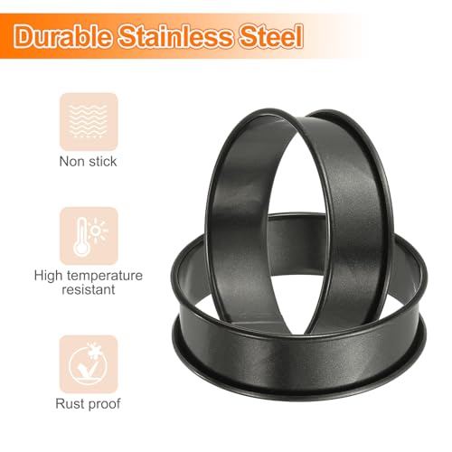 6pcs Crumpet Rings 3.15" Nonstick Round Cake Ring Stainless Steel Double Rolled English Pastry Rings for Kitchen Baking Crumpet Dessert (6 Count)