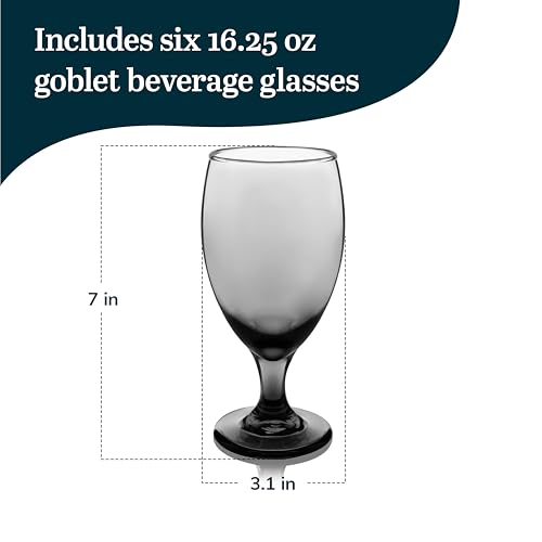 Classic Smoke Goblet Beverage Glasses (6 Count)