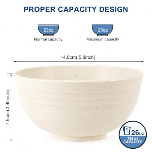 Unbreakable Wheat Straw Cereal Bowls (26 Count)