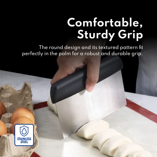 Bakery Grade Stainless Steel Dough Scraper with Black Plastic Handle