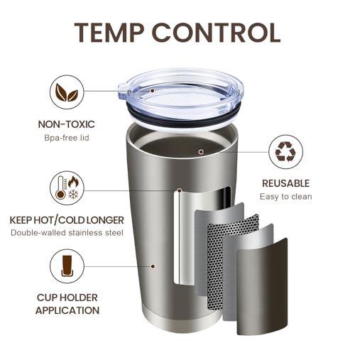 20oz Tumbler 12 Pack Double Wall Vacuum Insulated Travel Mug Bulk (12 Count)