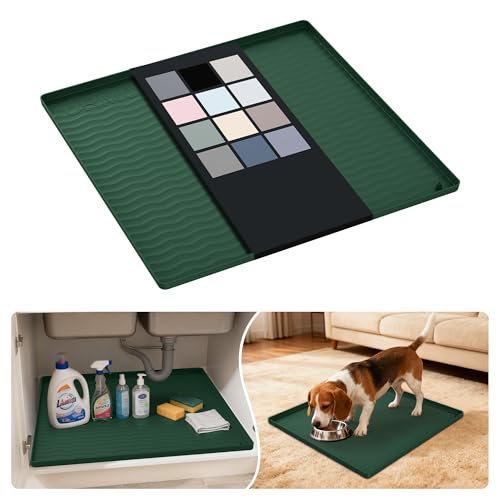 Waterproof Silicone Under Sink Mat 19'' x 19'' Shelf Liner for Kitchen and Bathroom