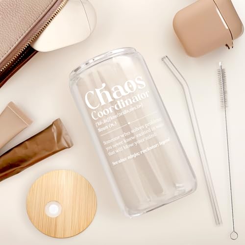 Chaos Coordinator 16oz Can Glass Tumbler with Bamboo Lid & Straw