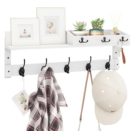 Coat Rack Wall Mount with Hooks and Mail Holder