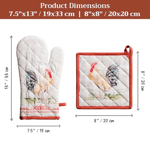 100% Cotton Oven Mitt & Pot Holder Set