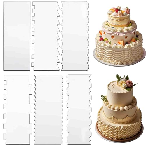 6 Piece Clear Acrylic Cake Decorating Scraper Set
