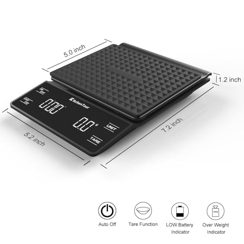 KitchenTour Coffee Scale with Timer 3kg