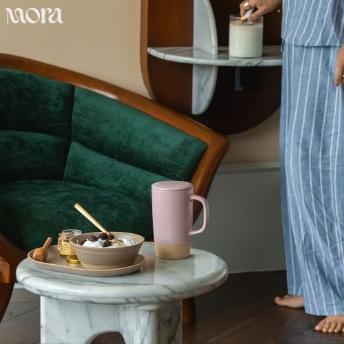 Mora Ceramics Large Tea Mug with Loose Leaf Infuser and Ceramic Lid