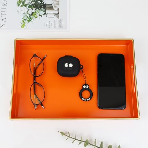 Orange Bathroom Vanity Tray with Handles for Dresser Tops