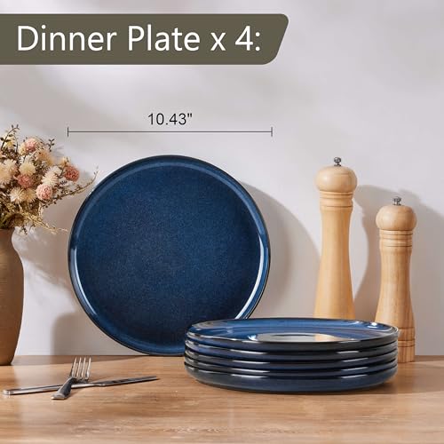 4 Piece Stoneware Dinner Plates Set