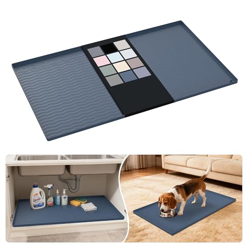 Waterproof Silicone Under Sink Mat 37'' x 22'' Shelf Liner for Kitchen and Bathroom