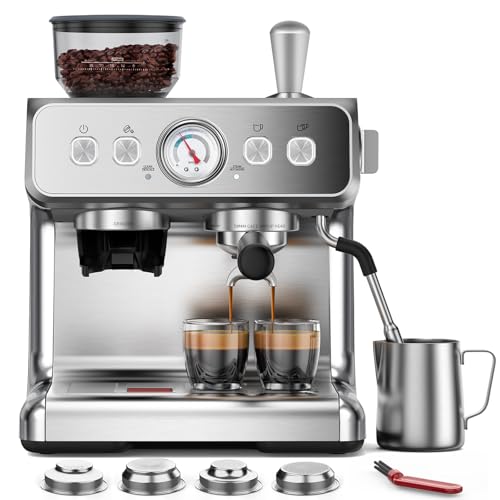 15 Bar Espresso Machine with Grinder & Milk Frother