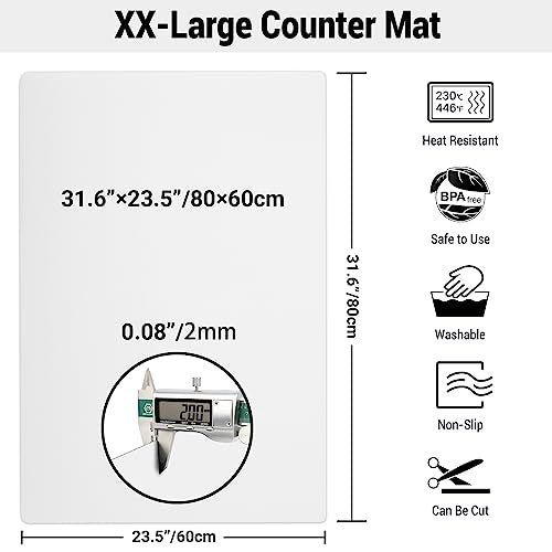 31.6x23.5in 2mm Silicone Mats for Kitchen Counter