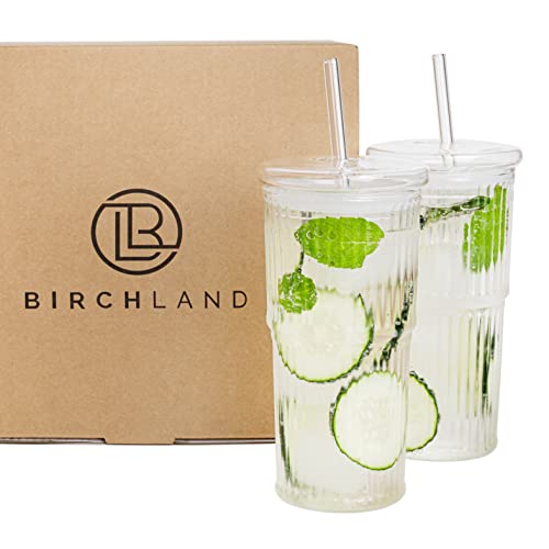 All Glass Iced Coffee Cup with Lid and Straw (2 Count)