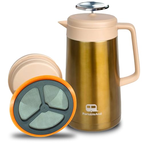 34oz Double Vacuum Insulation Large Silicone French Press Coffee Maker