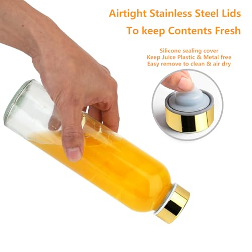 18 oz Glass Juice Bottles with Gold Lids (6 Count)