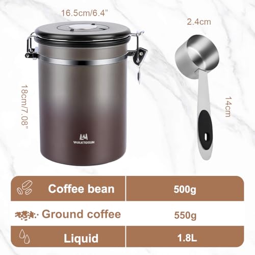 Coffee Canister Airtight Storage Container Stainless Steel Coffee Jar with Scoop