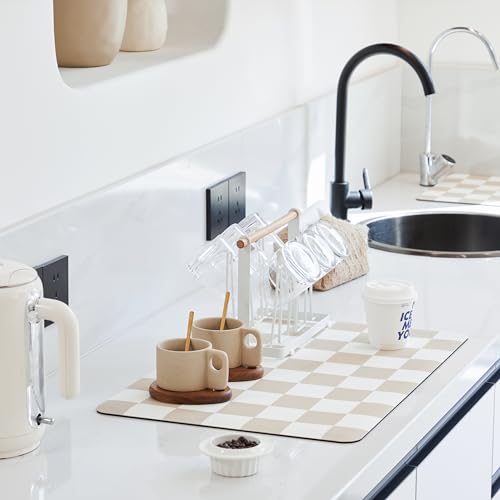 Checkered Dish Drying Mat for Kitchen Counter