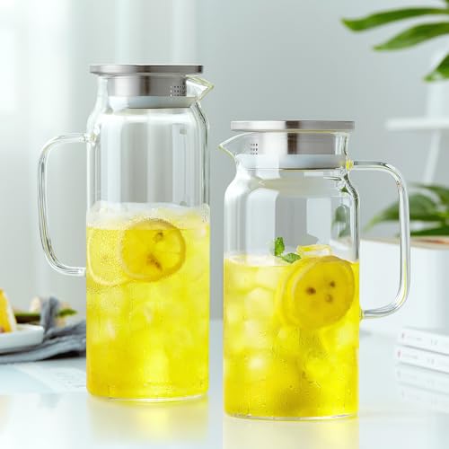 42OZ Glass Pitcher with Lid and Spout