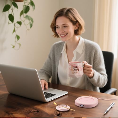 Coffee Mug Warmer Best MOM Ever Mug Heated Cup Set Women Mother Day for Mom