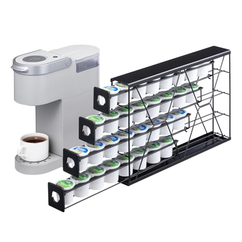 K Cup Holder for Keurig Pods Coffee Pod Storage 4 Tier K Cup Drawer Organizer for Counter (4 Count)