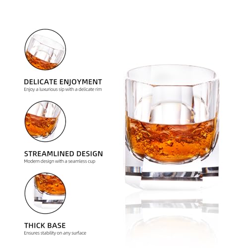 Crystal Whiskey Glasses Set of 2 Old Fashioned Glasses Hand Blown (2 Count)