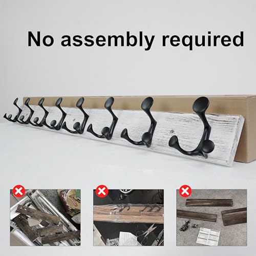 43 Inch Wood Coat Rack Wall Mount with 8 Triple Hooks (2 Count)