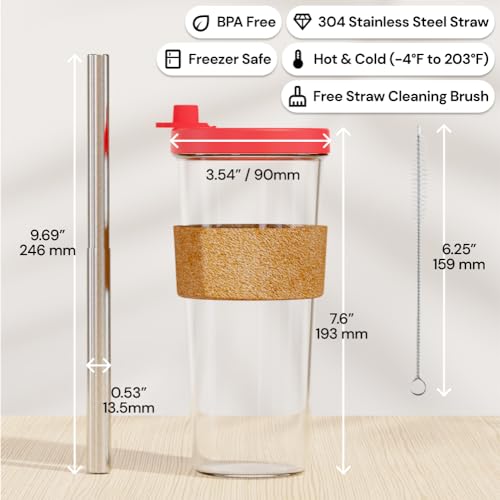 Hot Pink Reusable Boba Tea Cup with Straw