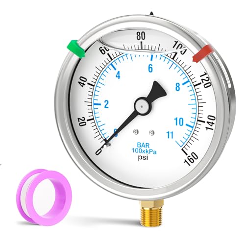 0 160PSI Stainless Steel Liquid Filled Pressure Gauge