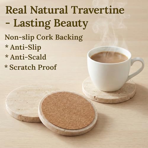 Travertine Stone Coasters (4 Count)