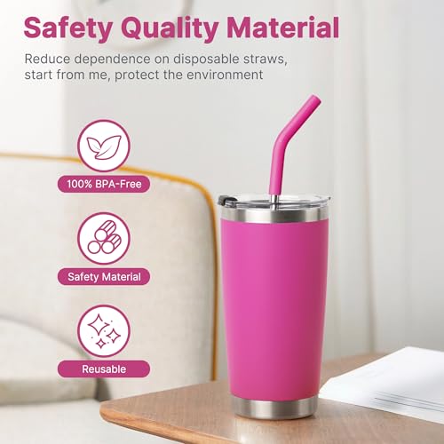8.5" Metal Reusable Drinking Straws for 20oz YETI Tumbler with Silicone Tip