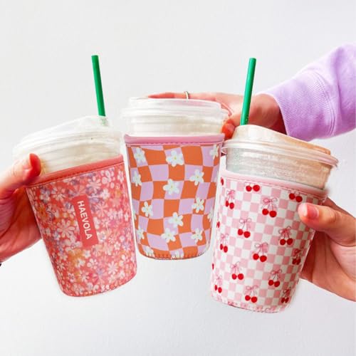 Reusable Insulated Neoprene Iced Coffee Cup Sleeve (3 Count)