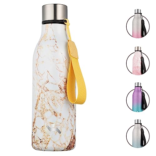 18 oz Insulated Stainless Steel Metal Water Bottle with Strap