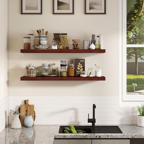 Rustic Real Wood Floating Shelves (2 Count)