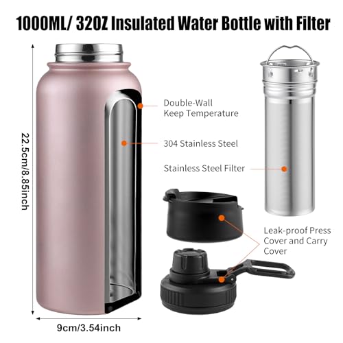 Infuser Water Bottle with Removable Strainer for loose leaf Tea 18