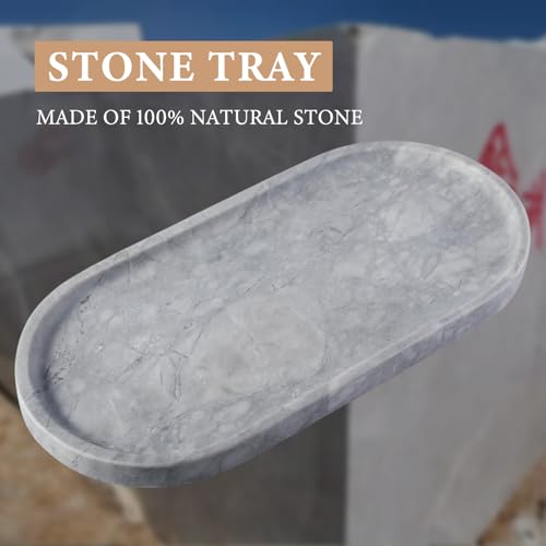 Grey Marble Tray for Bathroom Countertop