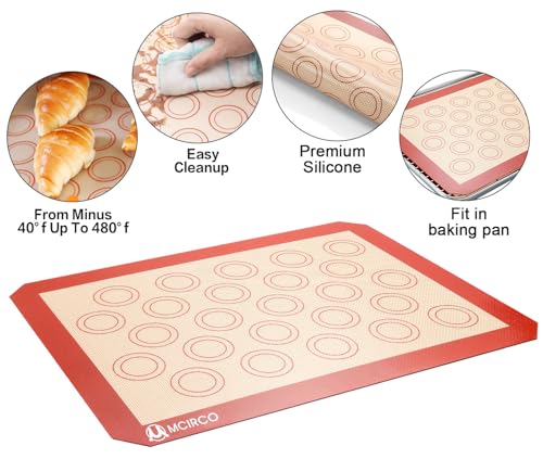 MCIRCO 6 Piece Stainless Steel Baking Sheet with Rack with Silicone Baking Mat Set (6 Count)