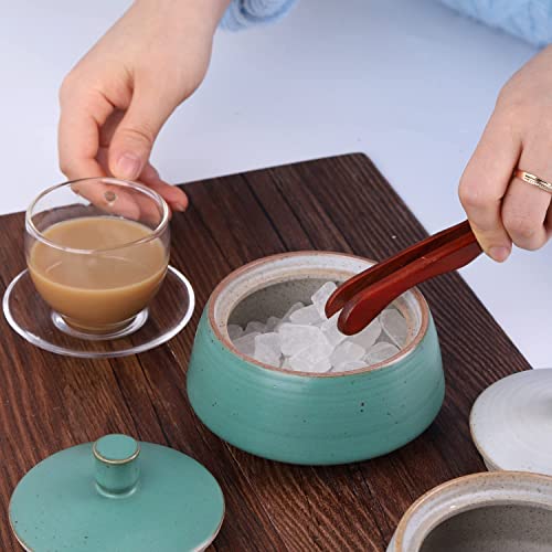Small Kitchen Ceramic Canister Storage Jar with Lid Ancient Green