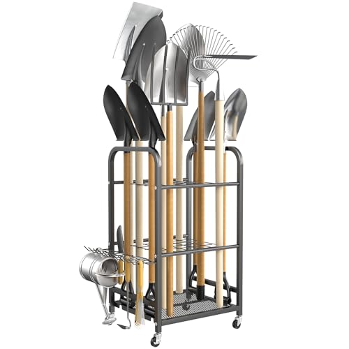 Garden Tool Organizer Stand with Wheels