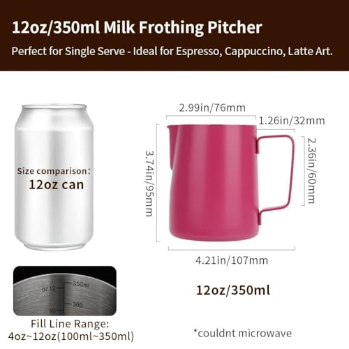 12oz Milk Frothing Pitcher Stainless Steel Espresso Steaming Jug