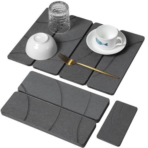 Small Stone Dish Drying Mat for Kitchen Counter (2 Count)