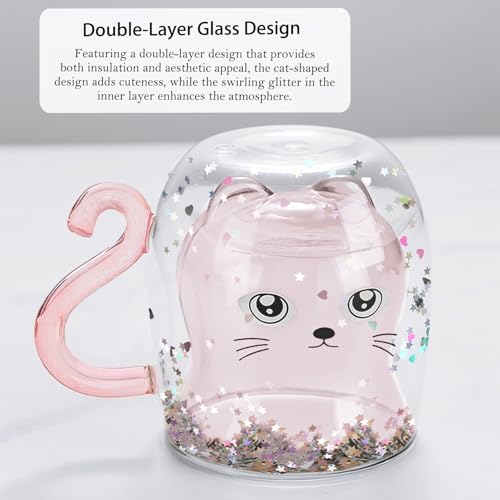 Gifts for Women Cat Gifts Double Walled Glass Coffee Latte Cup Cute Stuff Cat Mug Gifts for Her Christmas Stocking Fillers