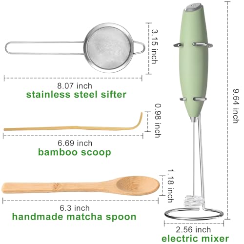Electric Matcha Whisk Set 4 PCS Matcha Making Kit Powder Mixer Electric Milk Frother Traditional Tea Scoop Chashaku (4 Count)