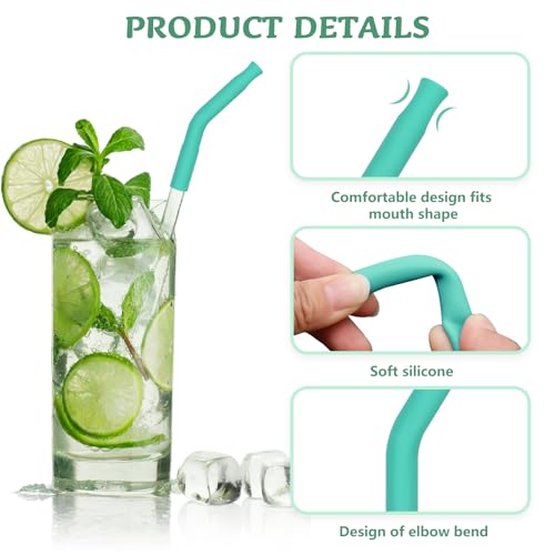 6 Pcs Silicone Straw Tips 6mm 8mm Set Reusable Food Grade Rubber Straw Tips for Metal Glass Straws Replaceable Elbow Covers Fit for 6 (6 Count)