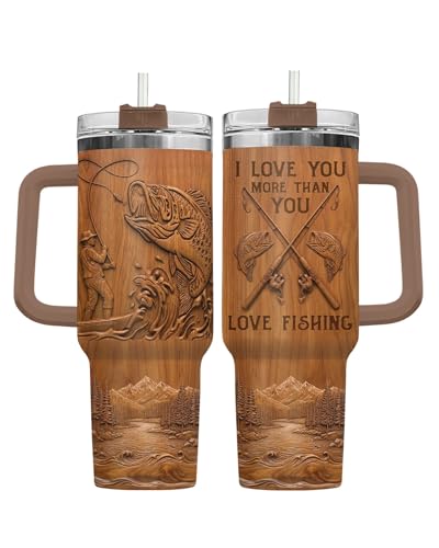 Fishing Love You More 40 oz Tumbler with Handle